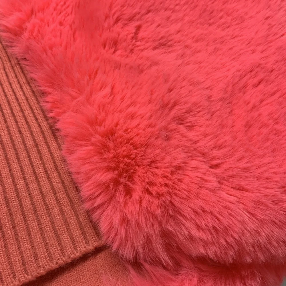 Anthropologie Maeve Pink faux fur scarf wrap one size new without tags arm warme